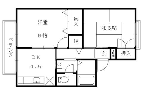 ハイツ鞍ヶ谷(2K/2階)の間取り写真