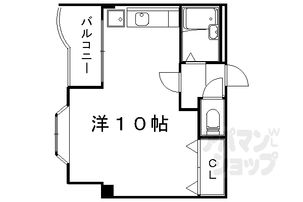 クレイドル(ワンルーム/4階)の間取り写真