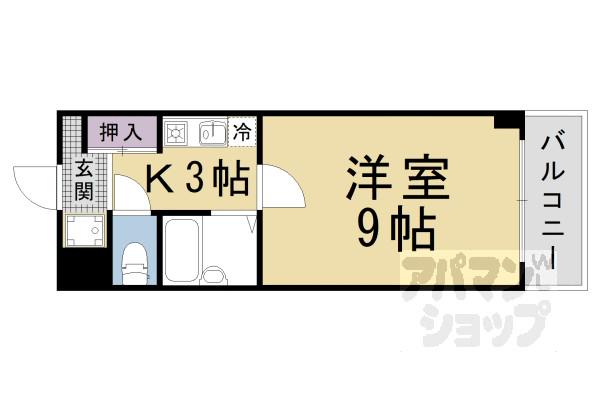 ソルフィー山科(1K/2階)の間取り写真