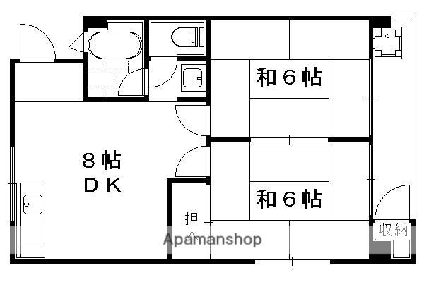大宅マンション(2LDK/3階)の間取り写真