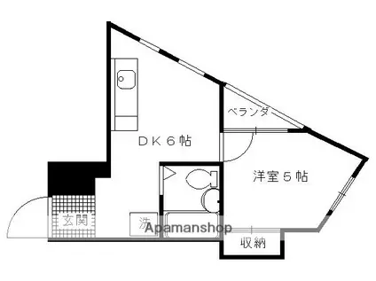シャトレカルマン(1DK/4階)の間取り写真