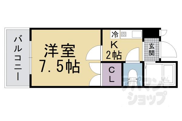 ヴィラ樅の木(1K/2階)の間取り写真