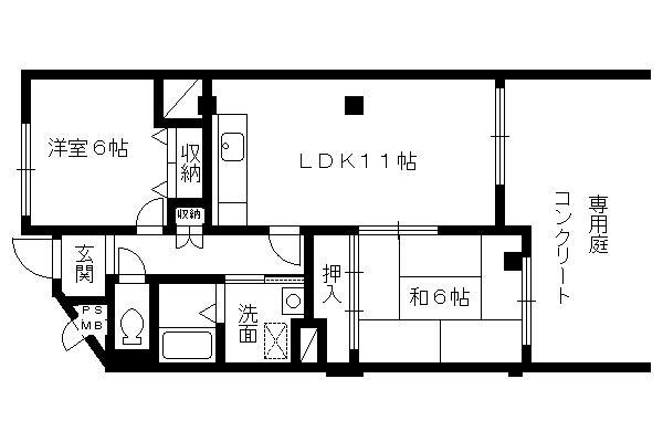 サン・フローラ(2LDK/1階)の間取り写真