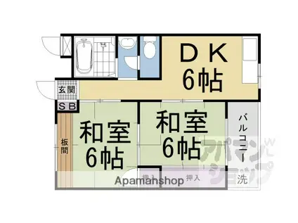 サンハイム笹野(2DK/1階)の間取り写真