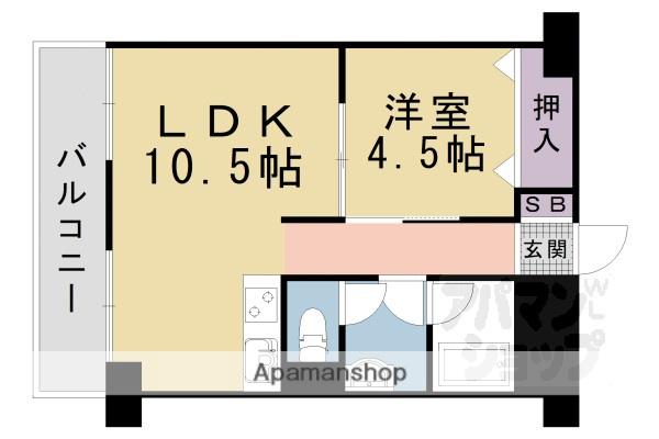 山科ハイツ(1LDK/3階)の間取り写真