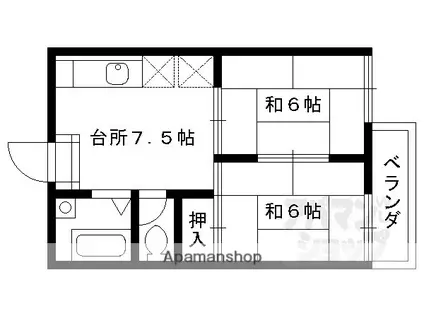 タウニィウエノA棟(2DK/1階)の間取り写真