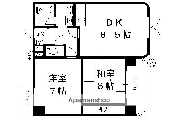 ルネ吉祥院(2DK/5階)の間取り写真