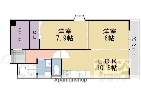 メロディーハイム長岡京(2LDK/1階)の間取り写真