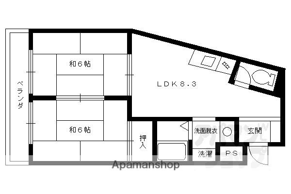 エクセル河村(2DK/1階)の間取り写真