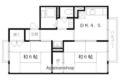 バンドール桃山(2K/1階)の間取り写真