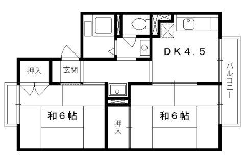 バンドール桃山(2K/2階)の間取り写真
