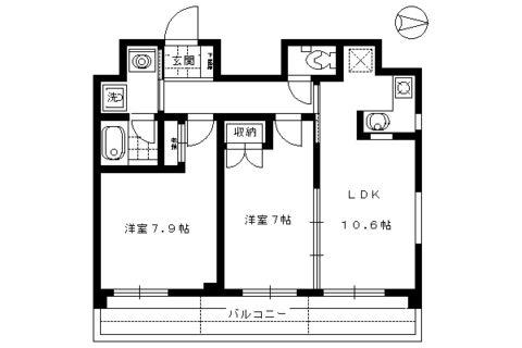 音羽ハイツ(2LDK/5階)の間取り写真