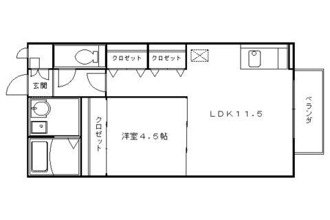 シューペリア(1LDK/1階)の間取り写真