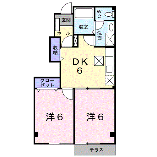 ソレアード小野A(2DK/1階)の間取り写真