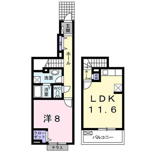 メゾン都2(1LDK/1階)の間取り写真