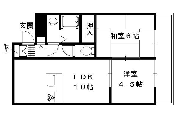 淀ボー・リバージュ(2LDK/4階)の間取り写真