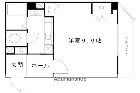 フラット オク(1K/3階)の間取り写真