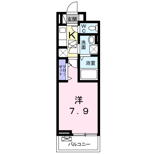 カーサ・グランデ(1K/1階)の間取り写真