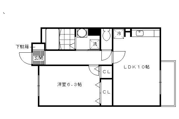 エトワール桃山Ⅱ(1LDK/2階)の間取り写真