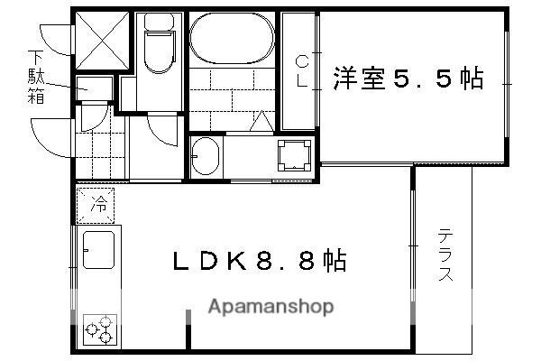 エリタージュ椥辻(1LDK/1階)の間取り写真