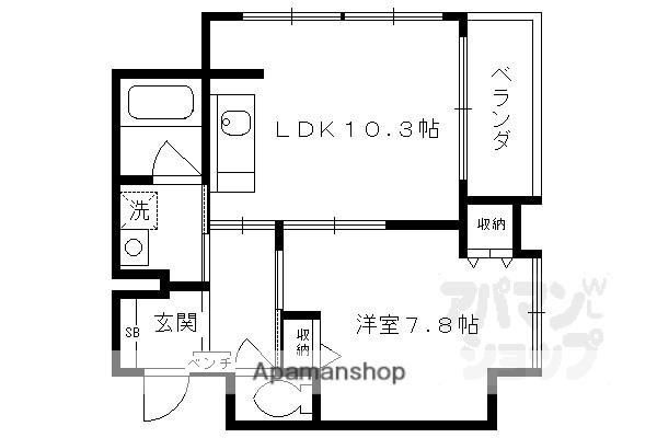 武三ビルディング(1LDK/2階)の間取り写真