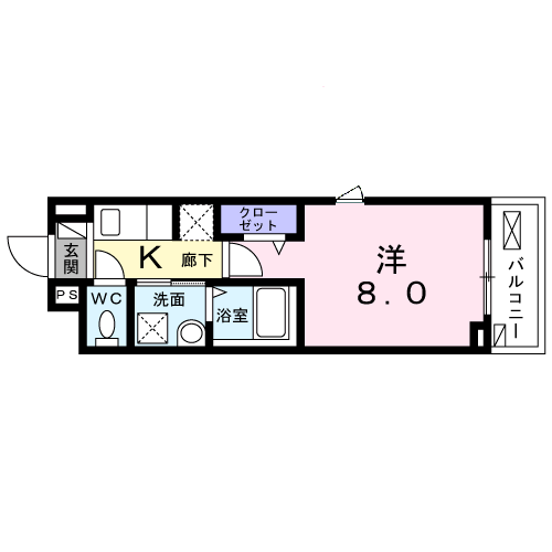 MIKARIN(1K/2階)の間取り写真