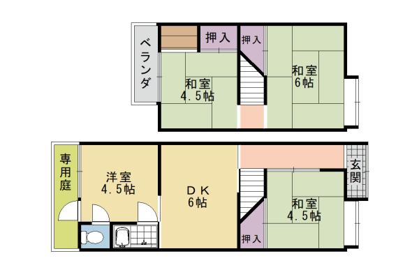 京阪電気鉄道京阪線 淀駅 徒歩14分 2階建 築56年(4DK)の間取り写真