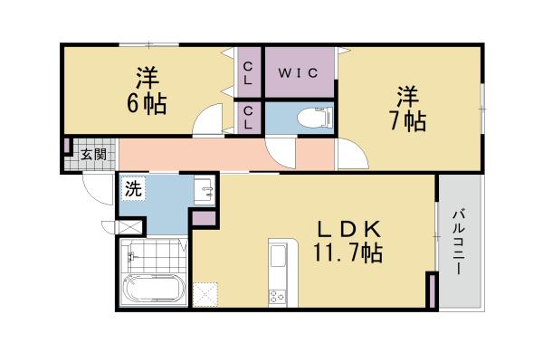 プレッソ・ロートII(2LDK/1階)の間取り写真