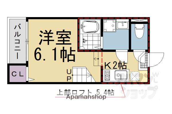アンソレイエ椥辻(1K/1階)の間取り写真