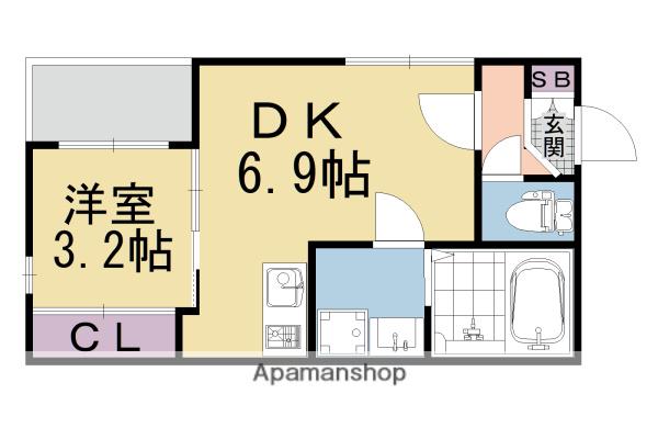ハーモニーテラス東野狐藪町(1DK/1階)の間取り写真