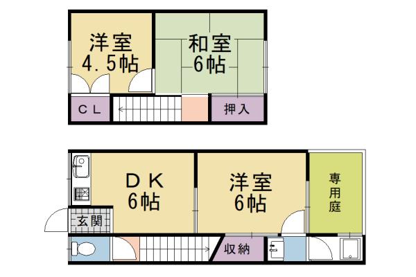 森本町前田９貸家(3DK)の間取り写真