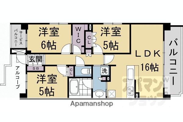 シャリエ京都山科(3LDK/2階)の間取り写真