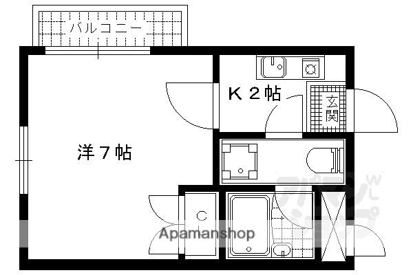 グラッツアモーレ山科(1K/1階)の間取り写真
