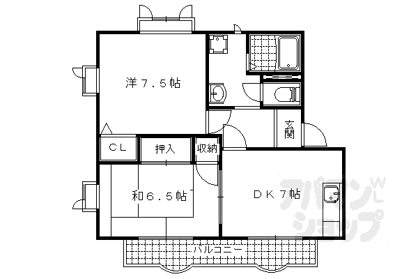 ヴィラ フルール(2DK/2階)の間取り写真