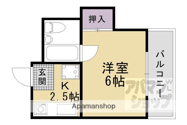 H-1フラット(1K/3階)の間取り写真