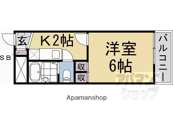 レオパレス宇治伊勢田(1K/2階)の間取り写真