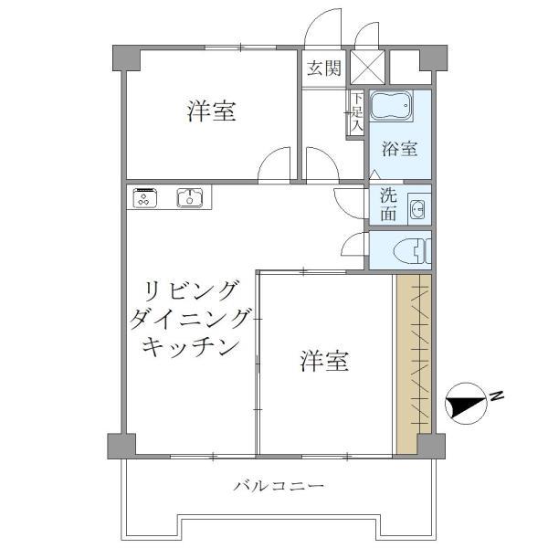 アクエルド長岡京(2LDK/2階)の間取り写真
