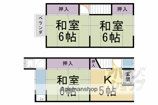 阪急電鉄京都線 東向日駅 徒歩10分 2階建 築45年(3K)の間取り写真