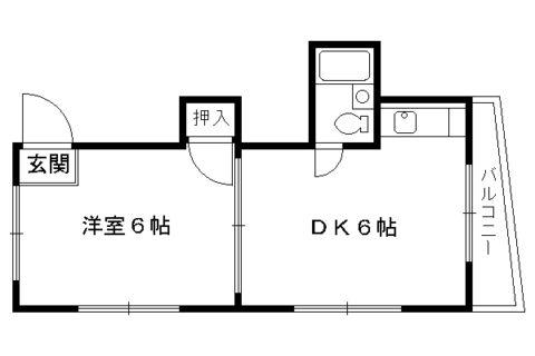 ヴィラ醍醐(1DK/2階)の間取り写真
