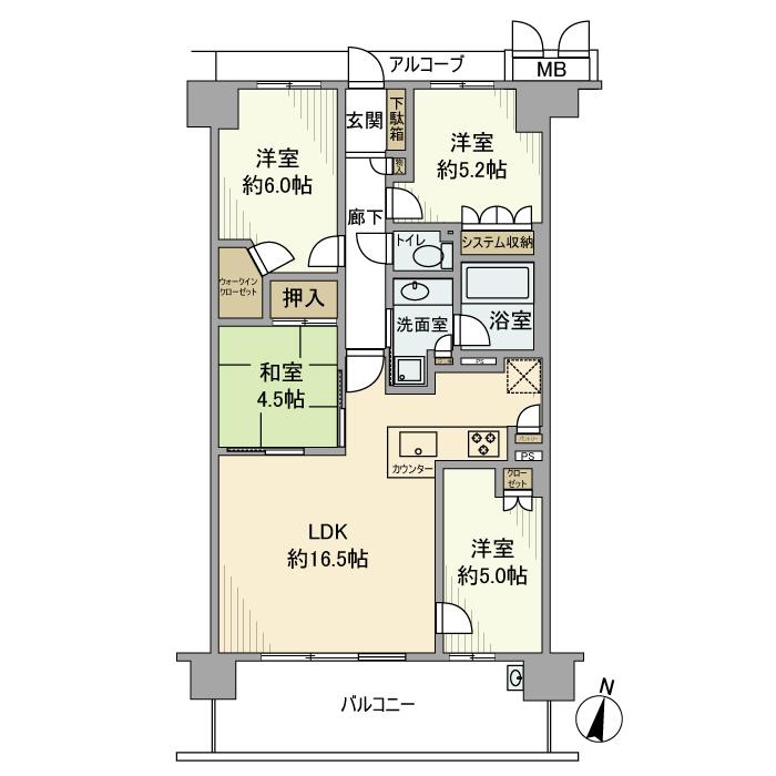 ローレルスクエア長岡京ザ・マークス(4LDK/6階)の間取り写真