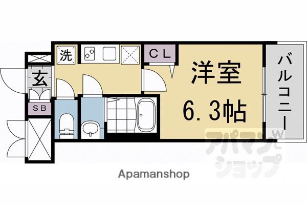 プレサンスTHE KYOTO 新町通(1K/4階)の間取り写真