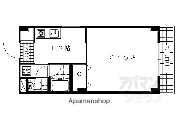 ドミール大久保(1K/4階)の間取り写真
