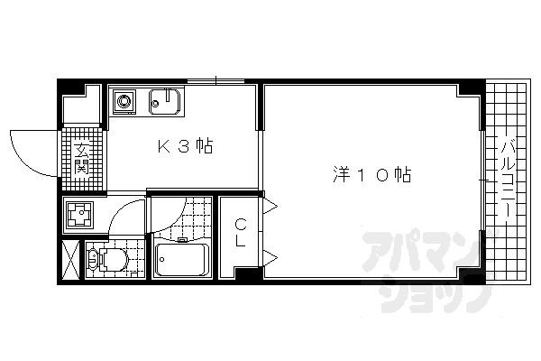 ドミール大久保(1K/3階)の間取り写真