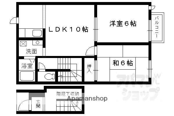 カーサ西ノ丘(2LDK/1階)の間取り写真
