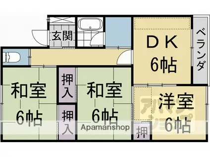 ハイツ竹風(3DK/2階)の間取り写真