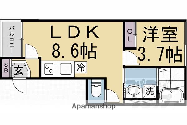 ハーモニーテラス祐(1LDK/2階)の間取り写真