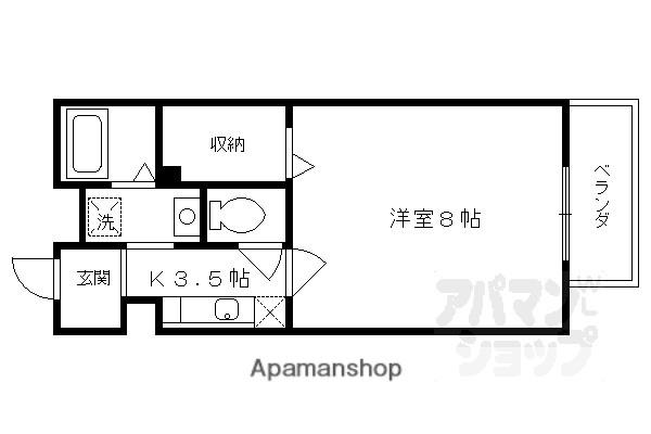 カナル桃山II(1K/1階)の間取り写真