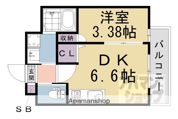 ST.RESIDENCE深草(1DK/1階)の間取り写真