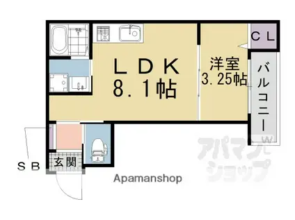 ST.RESIDENCE深草(1LDK/3階)の間取り写真