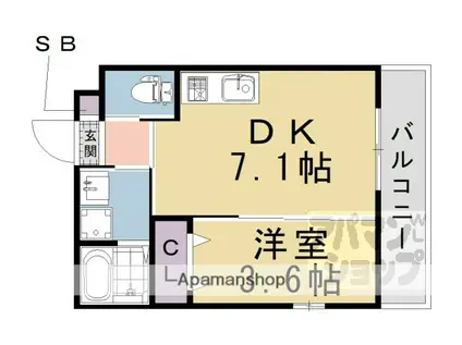 ST.RESIDENCE深草(1DK/1階)の間取り写真